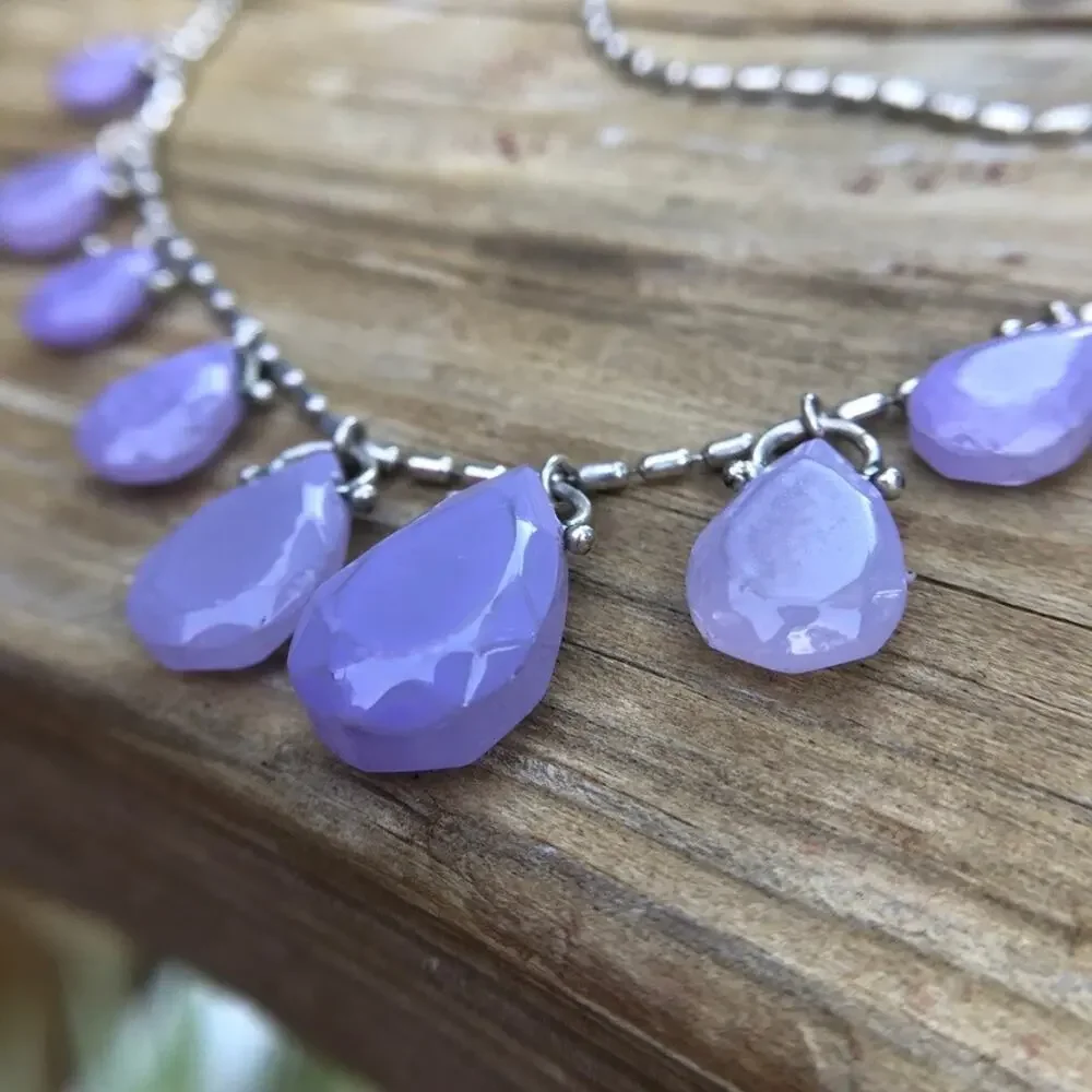 Monet silver tone lavender dangle fashion necklace